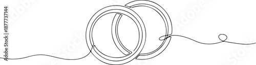 Simple line drawing of two overlapping rings on a string
