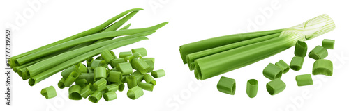 Tablou pe pânză Green onion isolated on the white background with full depth of field