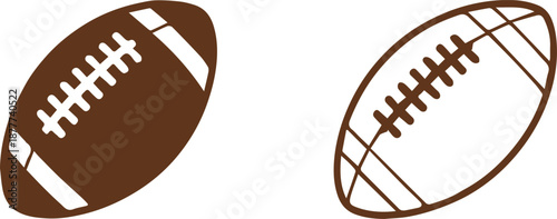 football icons horizontal row solid and outline styles