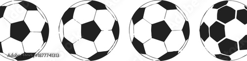 soccer ball series showing design transformation vector graphic set