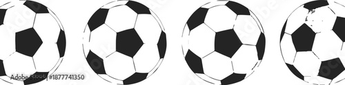 soccer ball design progression four variations vector illustration