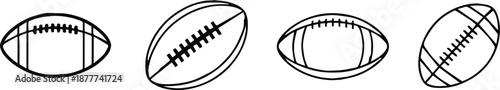 football icon set four stylized american football vector illustrations