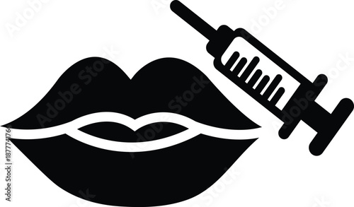 Lip injection icon vector design in trendy style Lip augmentation. Lip filler injection. Vector icon isolated on white background.