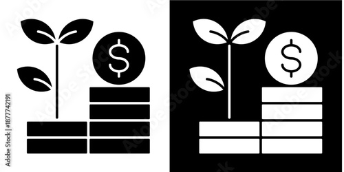 Growth Icon Set White Glyph Style Collection