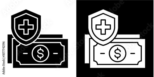 Insurance Icon Set White Glyph Style Collection