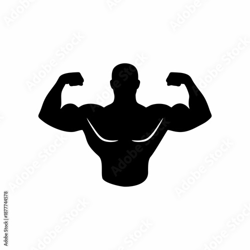 Bodybuilder Silhouette Muscular Man Posing for Fitness and Gym Logo Vector