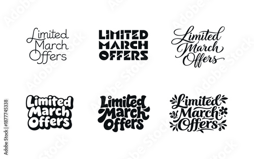 Creative Lettering Variations. Limited March Offers. Set lettering. harmonious lettering variations of the same emblematic concept, each with different