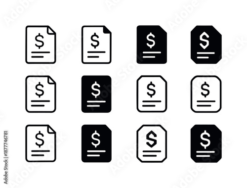Freelancing Logo Variations. Freelancing. Icon set. Set Logo of freelancing: invoice document. harmonious logo variations of the same emblematic concept, each
