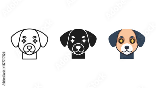 Vector Illustration of Three Dog Faces
