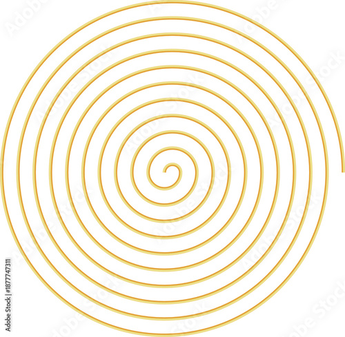 Aesthetic gold spiral. Outline thin gold spiral. Concentric circles. Golden geometric luxury shape. Metallic boho art deco element. Bohemian minimal liner style. Retro vintage art vector illustration.