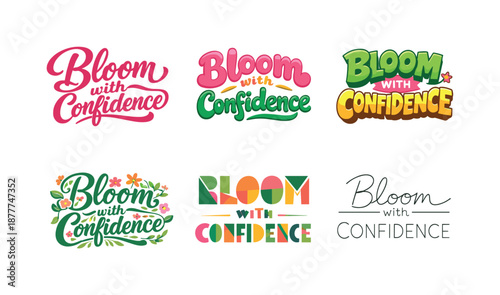Spring Lettering Variations. Spring empowerment phrase. Set lettering. harmonious lettering variations of the same emblematic concept, each with different