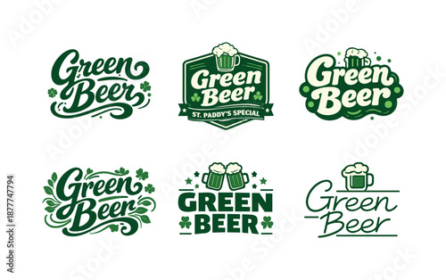 Green Beer Lettering. Green Beer. Set lettering. harmonious lettering variations of the same emblematic concept, each with different artistic interpretation