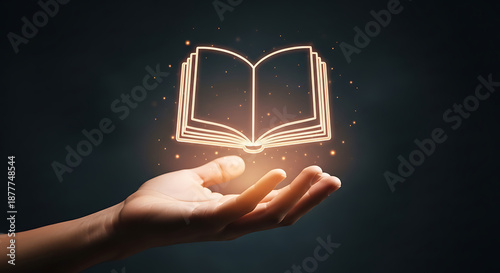 Illuminate Your Mind Glowing Book in Hand for Knowledge Learning Ideas Education Imagination