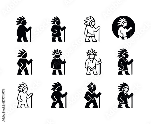 Cultural Heritage Icon Set. Cultural heritage tours and indigenous experiences. Icon set. Set Logo of cultural heritage tours and indigenous experiences: