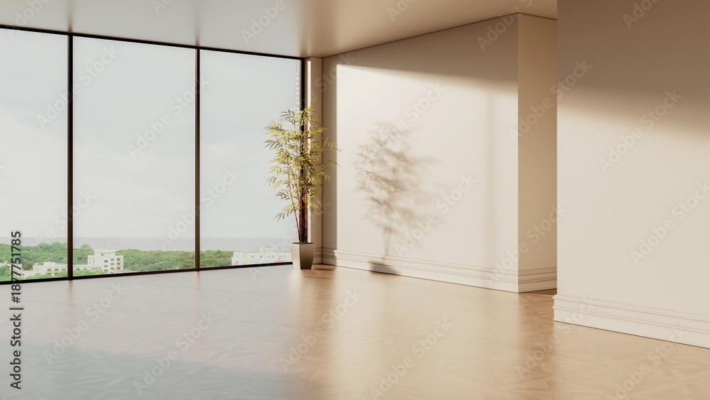 Fototapeta premium Large luxury modern bright interiors Living room mockup illustration 3D rendering image