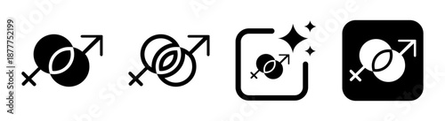 Human gender icon representing equality diversity and identity in black vector illustration with transparent background