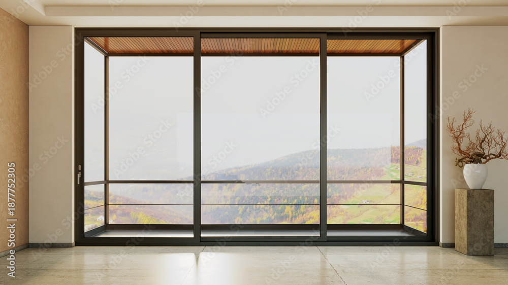 Naklejka premium Large luxury modern bright interiors Living room mockup illustration 3D rendering image