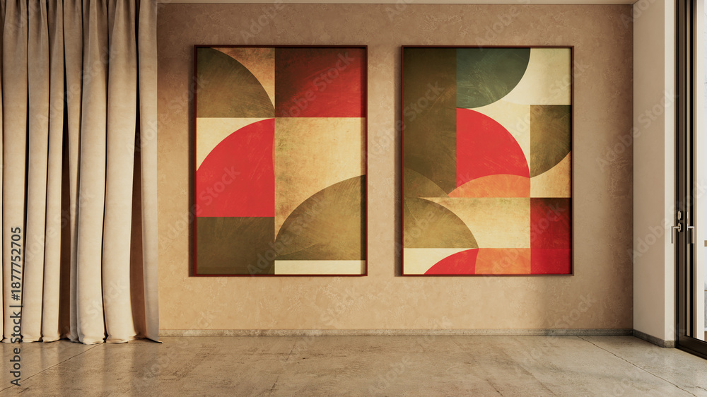 Naklejka premium Large luxury modern bright interiors Living room mockup illustration 3D rendering image