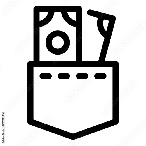 Pocket Money Icon Line Style - Salary Cash Outline Vector