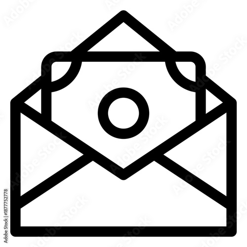Money in Envelope Outline Icon - Payment and Financial Mail Symbol