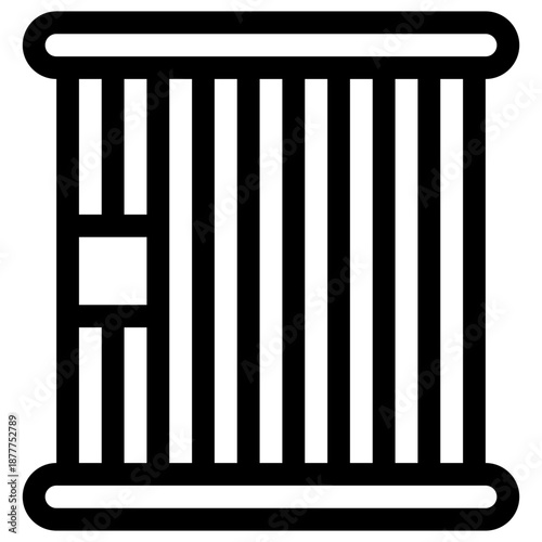 Prison Cell Bars Vector Line Icon. Outline Graphic for Restriction, Security, and Detention.