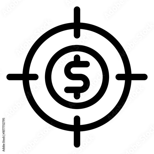 Financial Goal Target Icon - Business Strategy and Revenue Focus