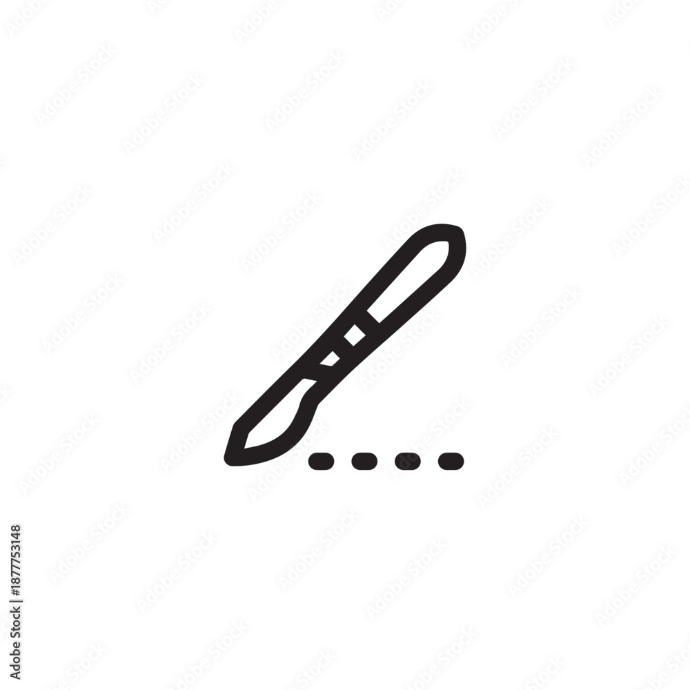 Obraz premium Scalpel Knife icon vector. Linear style sign for mobile concept and web design. Scalpel Knife illustration. Pixel vector graphics - Vector.
