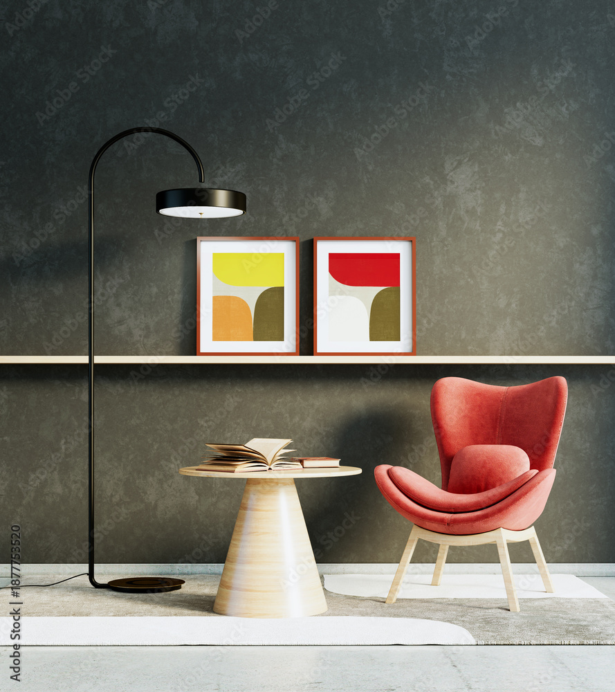 Fototapeta premium Large luxury modern bright interiors Living room mockup illustration 3D rendering image