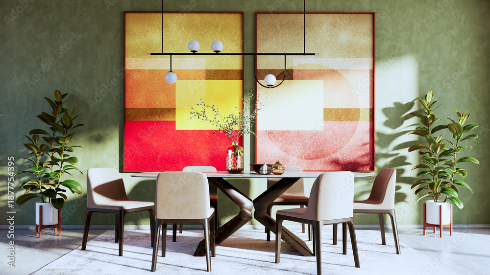 Fototapeta premium Large luxury modern bright interiors Living room mockup illustration 3D rendering image