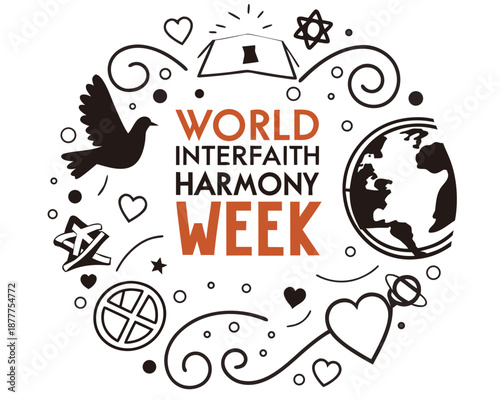 Interfaith Harmony Week Vector Illustration, Faith Unity and Global Peace Design