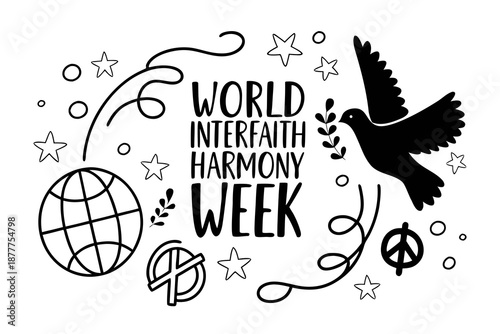 Religious Harmony and Peace Vector Illustration, World Interfaith Harmony Week Design