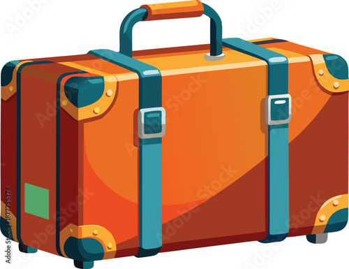 Stylish vintage suitcase for travel, Holiday adventure packing baggage