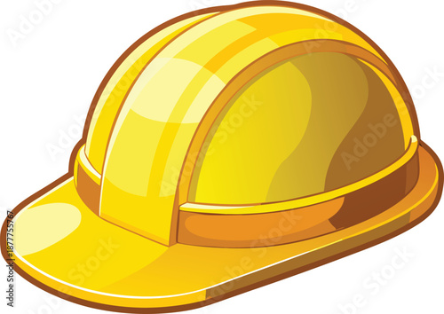 Yellow construction hard hat cartoon, Safety helmet builder protective gear