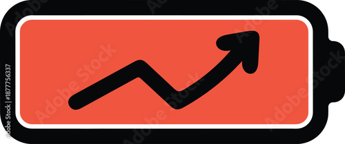 Battery icon with upward trending graph indicating energy or power increase.