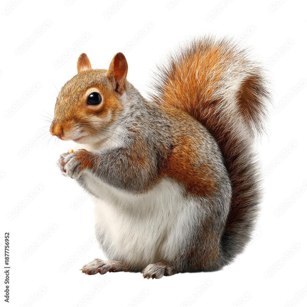 Fototapeta premium Squirrel holding paw on transparent background