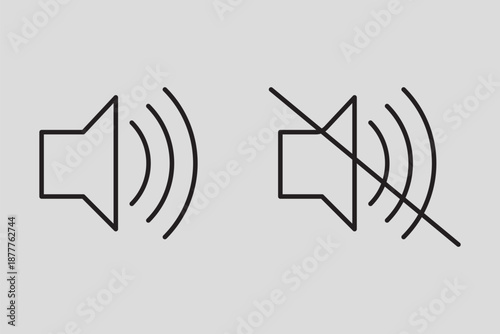 Volume on and off icon set