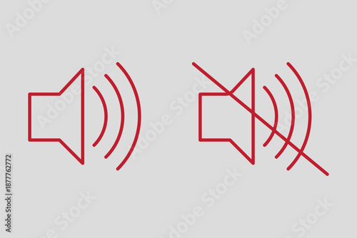 Volume on and off icon set