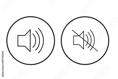 Volume on and off icon set