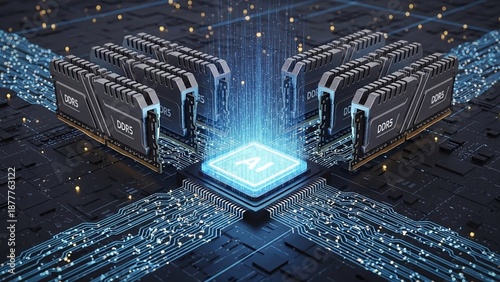 High-Performance RAM Modules Connected to An AI Processor