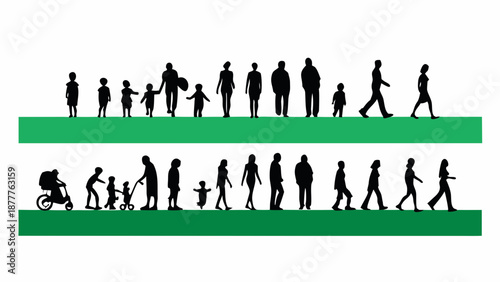 Diverse people of all ages walking together in harmony