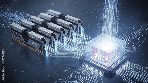 High-Performance RAM Modules Connected to An AI Processor