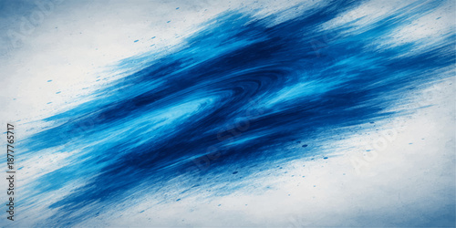 Abstract blue watercolor background depicting a serene ocean wave under a bright summer sky with soft white clouds and a sunlight reflection on the water