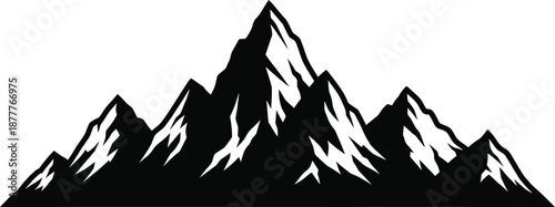 Black mountain range silhouette graphic icon isolated on white background
