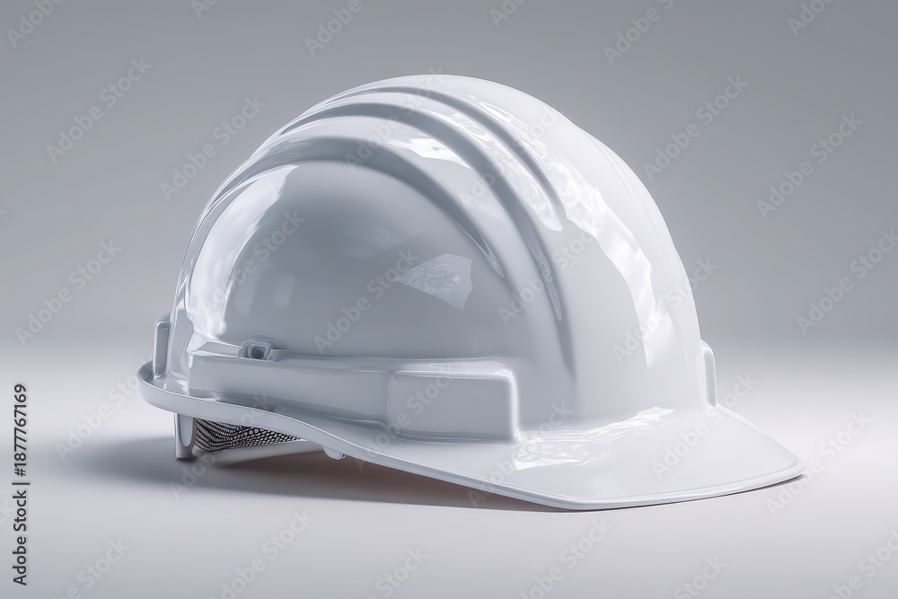 Fototapeta premium Centered white safety helmet front view for marketing and editorial use