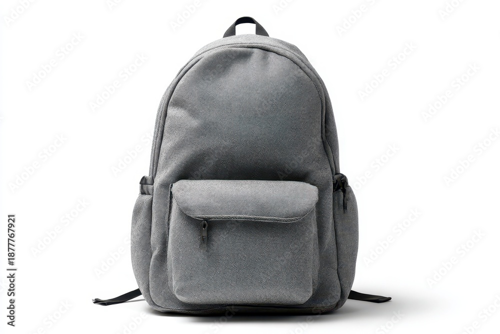 Fototapeta premium Classic gray backpack isolated on a white background for product photography