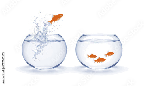 Motivation And Success Concept With Goldfish Vector Illustration, easily editable.