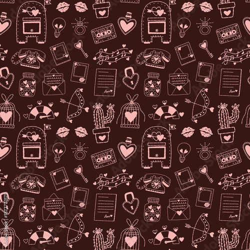Love Languages Line Art Vector Seamless Pattern Design