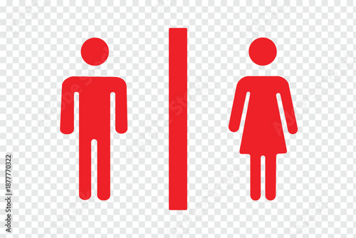 Man and woman icon, logo, app, template. Restroom icons for web and mobile UI design. Glyph vector with editable stroke. Clipart design set. Male And Female Restroom Toilet Symbols on transparent bg
