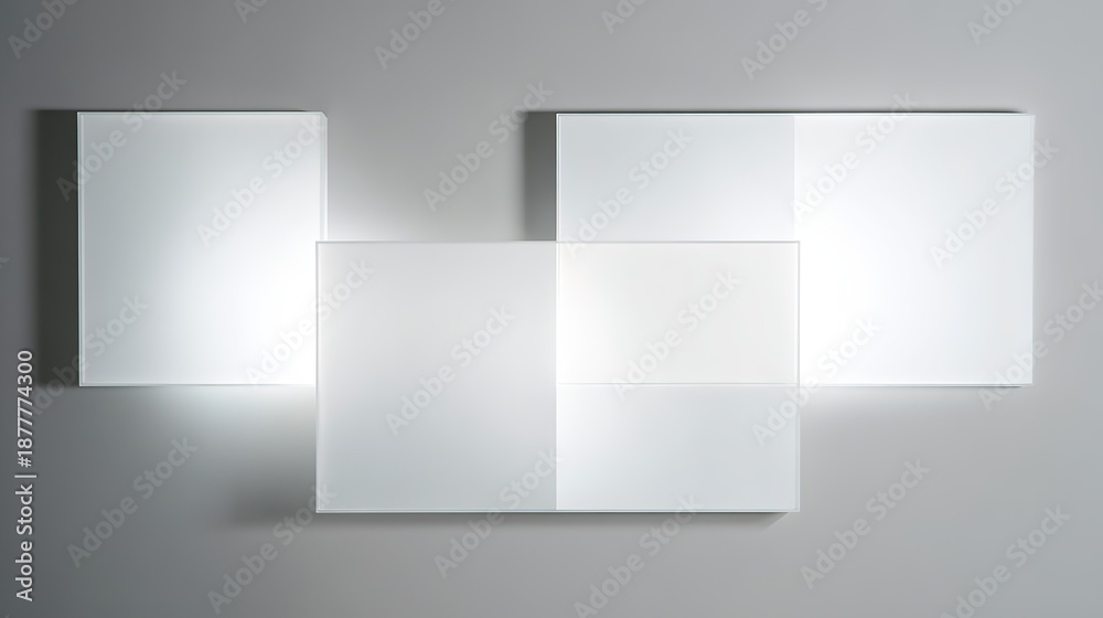 Fototapeta premium rectangle. Geometric arrangement of sleek rectangular objects on a neutral surface, showcasing minimalist design. real-estate listings.