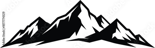 Mountain range silhouette vector illustration isolated on white background